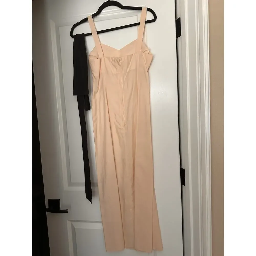 Vintage Fine Lace Dress 4 To 6 1960s With Satin Slip Rhinestone Buttons - Picture 14 of 15